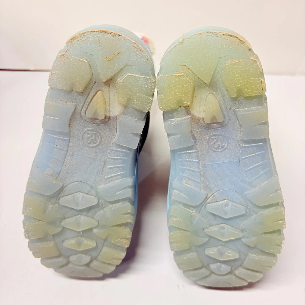 Disney Frozen Snow Boots Kids Girls Size 12 Light Blue Light Up Elsa Anna Winter